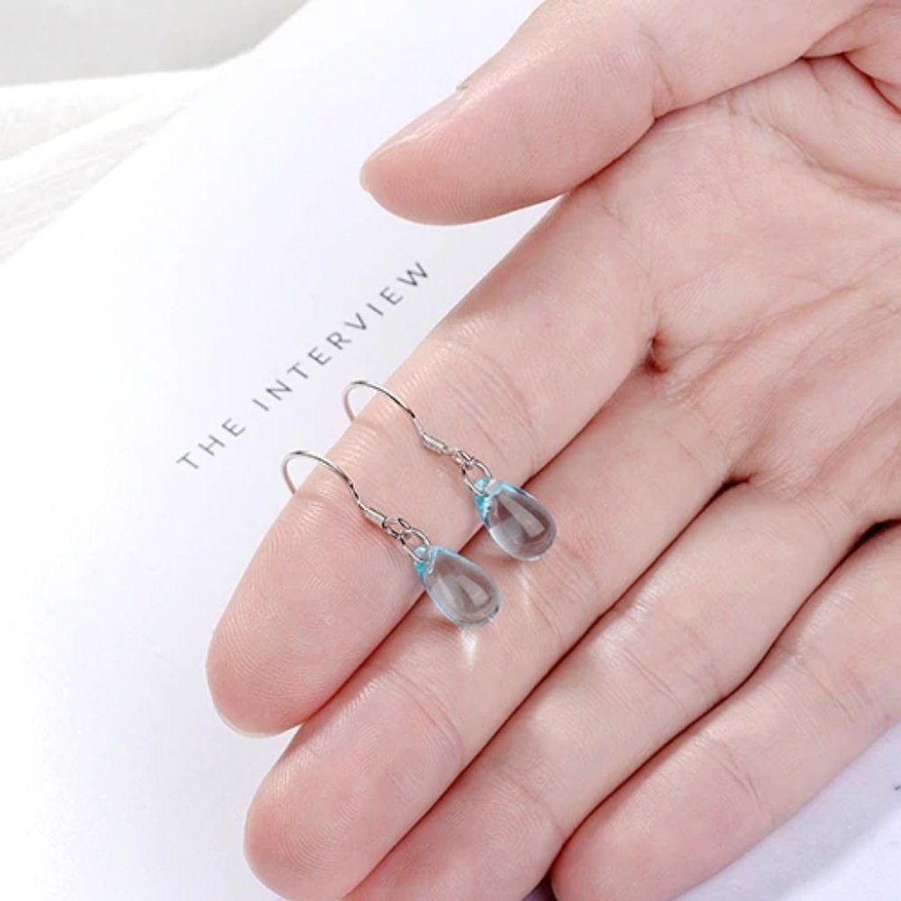 *925 Sterling Silver Crystal Waterdrop Earrings a - Picture 5 of 5
